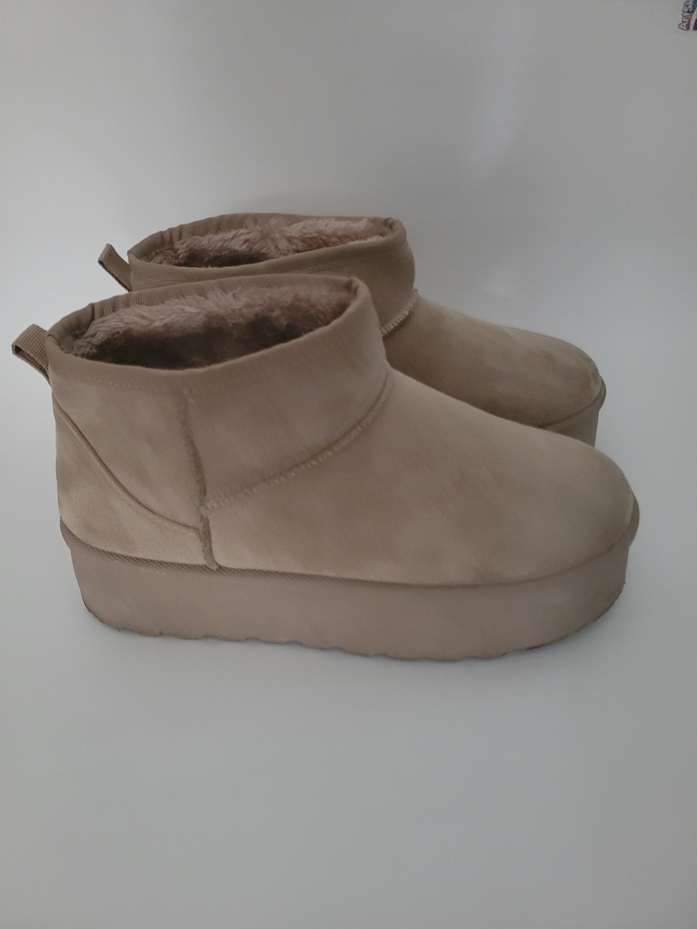 Mudd Tan Faux-Suede Platform Ankle Booties